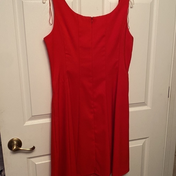 Y Ronni Nicole solid red zipper sleeveless stretch reg size a-line dress size 12 - Picture 3 of 4